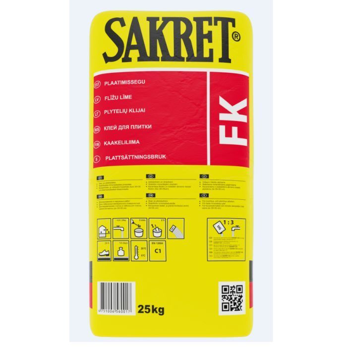 Sakret FK - flīžu līme, klase C1, 5 kg. pelēka